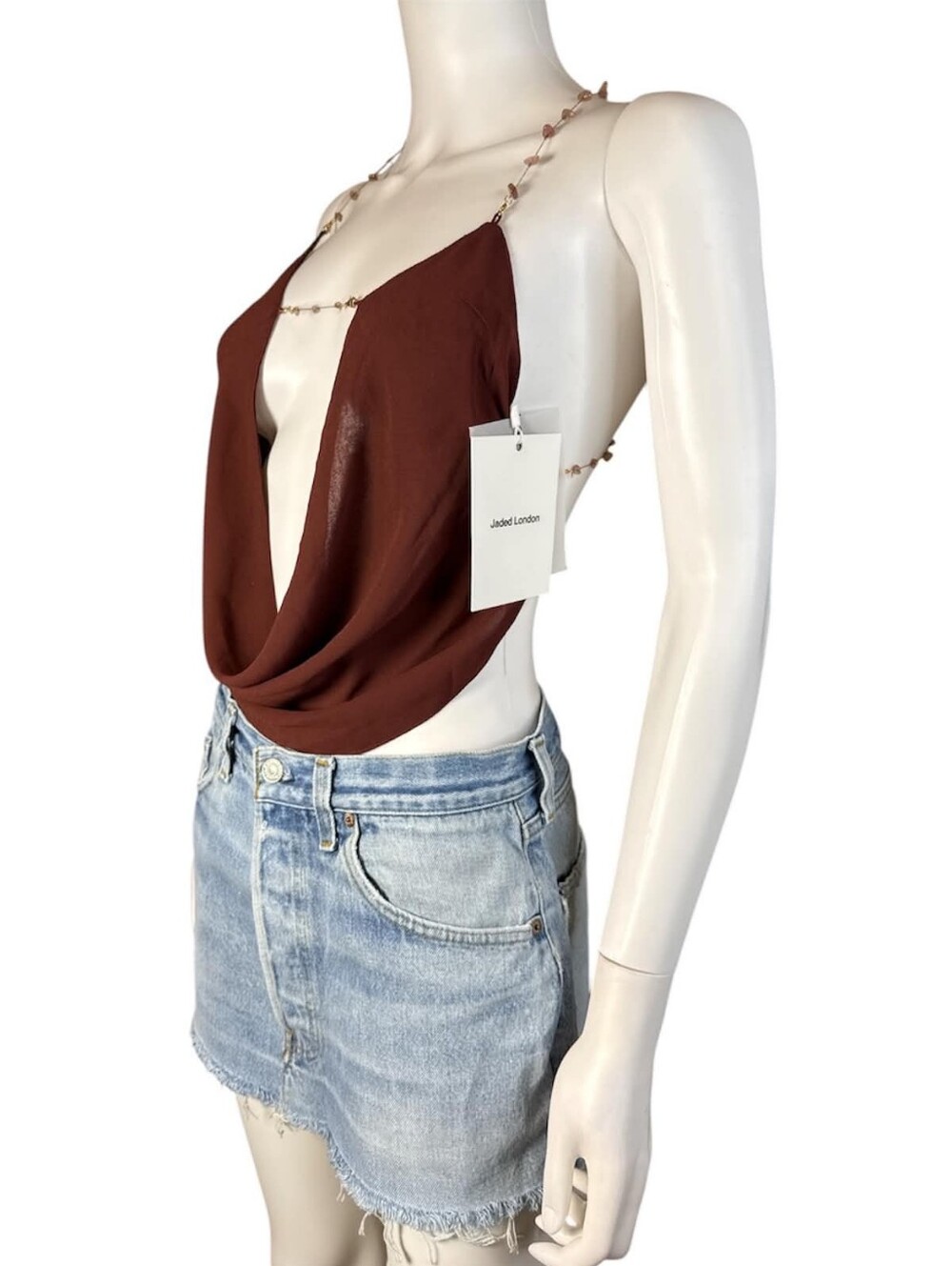 NWT JADED LONDON Cowl Neck Top Plum US 0 - Picture 4 of 6